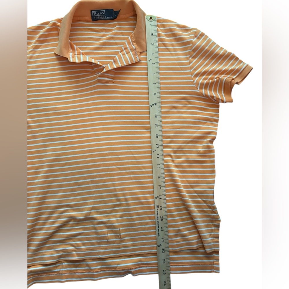 Polo Orange/White Striped Short Sleeve Polo Shirt -size Medium - Picture 5 of 12